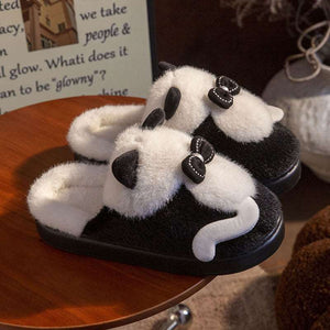 Cute Cat Slippers Fluffy Furry Women Home Platform Slippers Men Winter Plush Slides Indoor Fuzzy Slippers Lovely Cotton Shoes