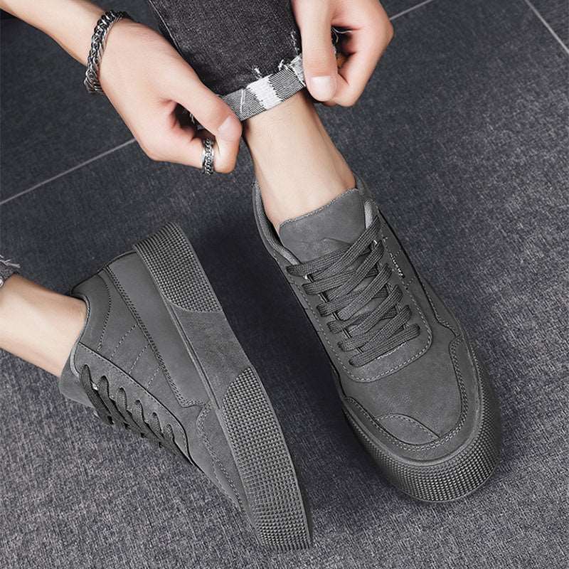 Casual Board Flat Shoes Men Breathable Thick-soled Lace-up Sneakers For Walking Running