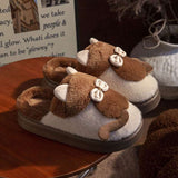 Cute Cat Slippers Fluffy Furry Women Home Platform Slippers Men Winter Plush Slides Indoor Fuzzy Slippers Lovely Cotton Shoes