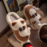 Cute Cat Slippers Fluffy Furry Women Home Platform Slippers Men Winter Plush Slides Indoor Fuzzy Slippers Lovely Cotton Shoes