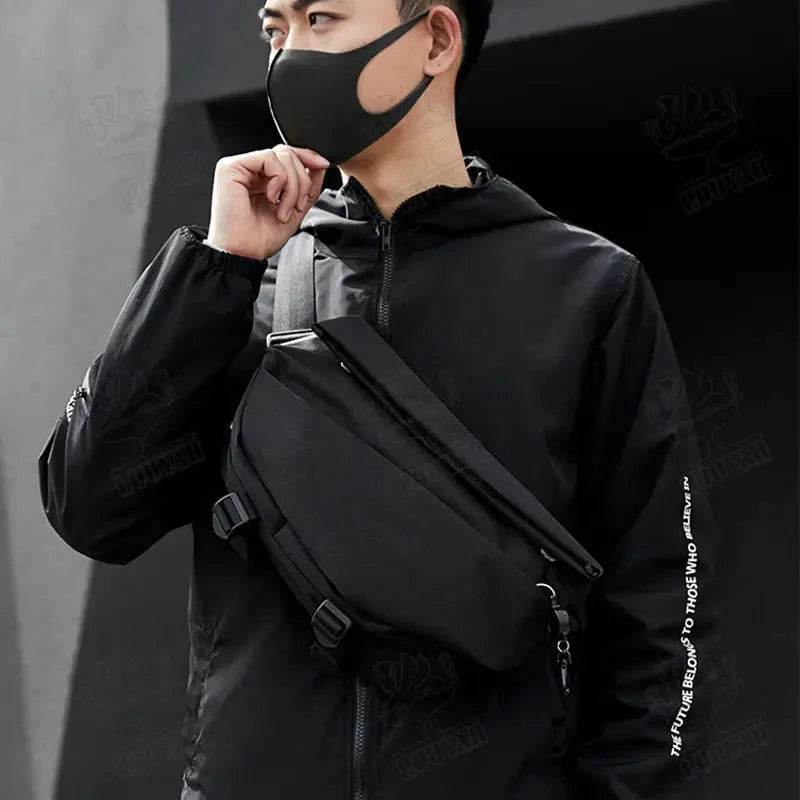 Fashion Waterproof Cross Body Bag Personality Men Novel Messenger Bags Lightweight Minimalist Premium Black Sling Shoulder Bag - Premium  from My Store - Just $38.99! Shop now at thekodaonline