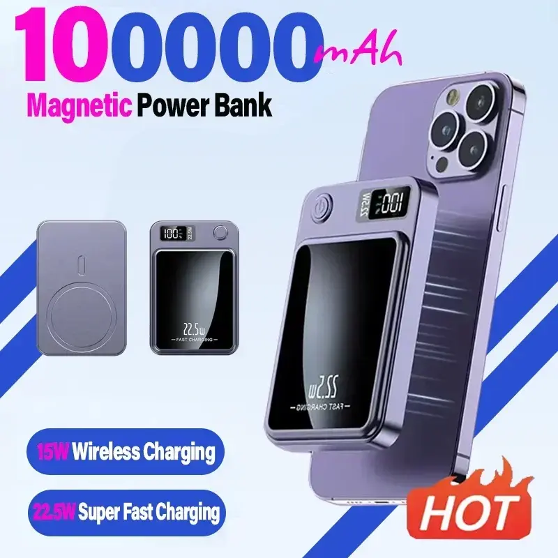 100000mAH Power Bank Magnetic Wireless 22.5W Ultra Capacity Super Fast Charging Magnetic Power Bank For Iphone15 Samsung Xiaomi - Premium Magnetic charger from My Store - Just $34.99! Shop now at thekodaonline