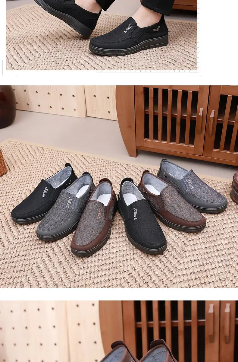 Brown Textured Cloth Slip-On Loafers for Men, perfect casual shoes for men’s big yards.