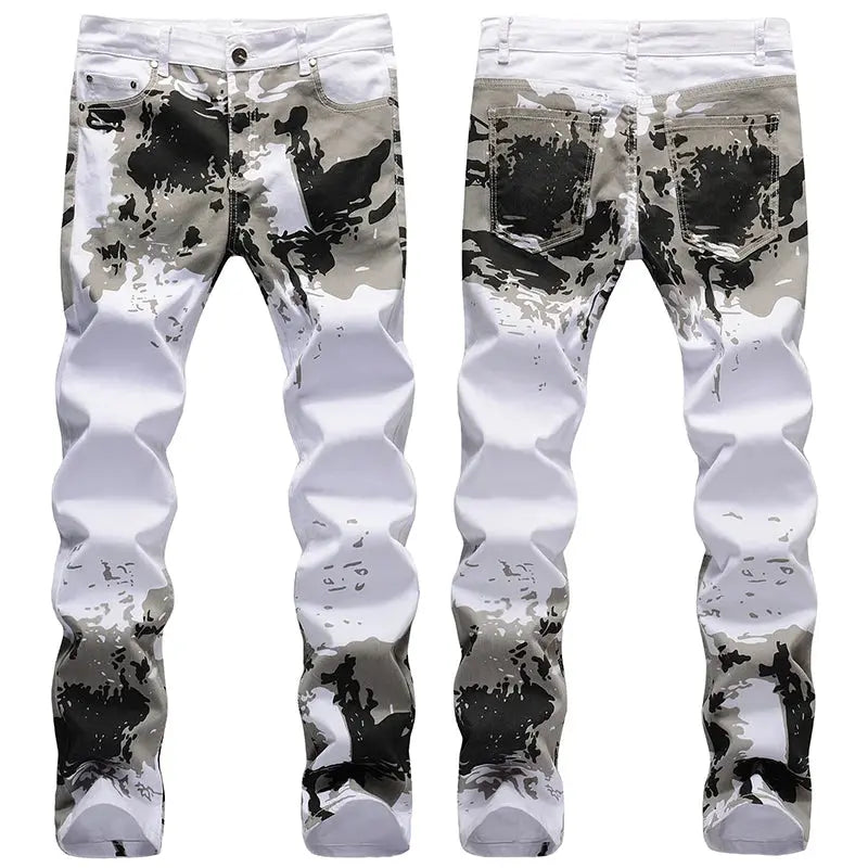 2023 New  Casual Mens Cotton Jeans Elastic Slim Skinny White Camouflage Printing Jeans Male Thin Denim Pants Vaqueros Hombre - Premium  from My Store - Just $39.99! Shop now at thekodaonline