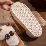 Cute Cat Slippers Fluffy Furry Women Home Platform Slippers Men Winter Plush Slides Indoor Fuzzy Slippers Lovely Cotton Shoes