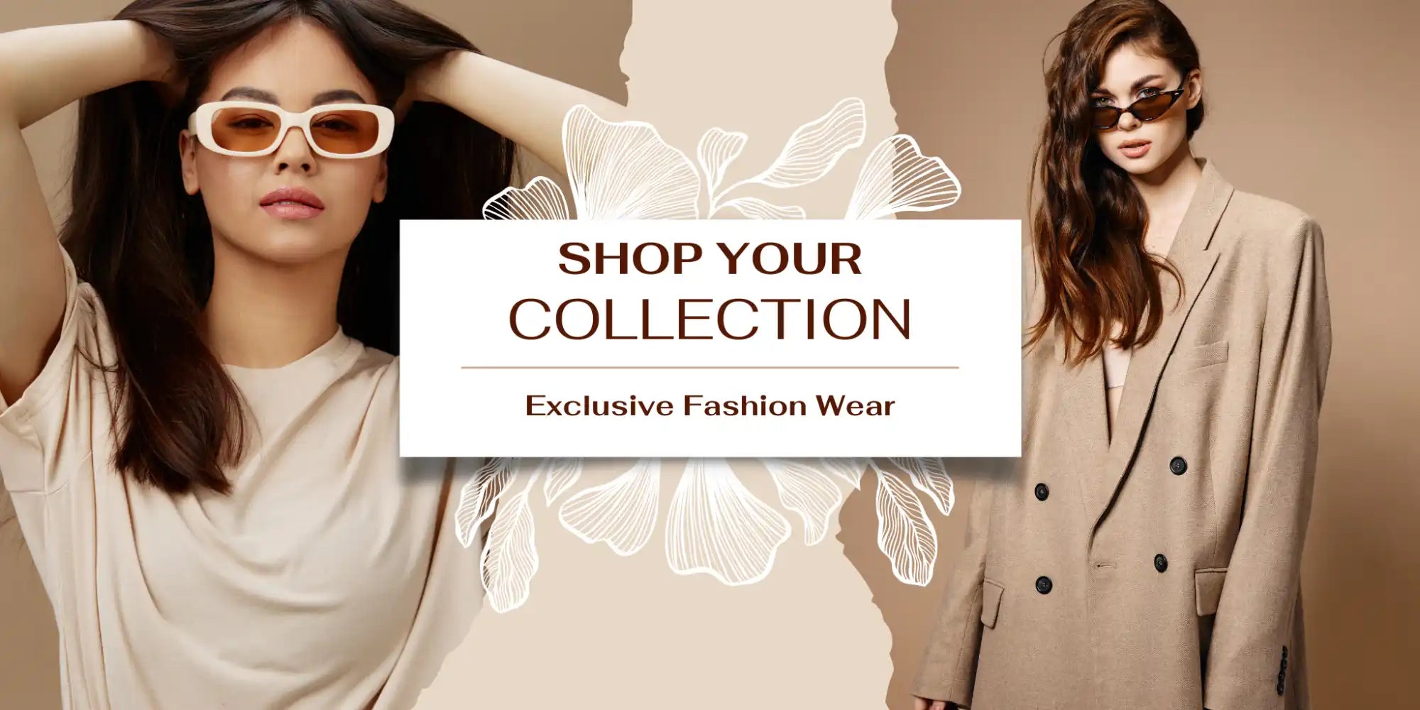 Fashion advertisement banner featuring stylish women’s clothing and accessories.